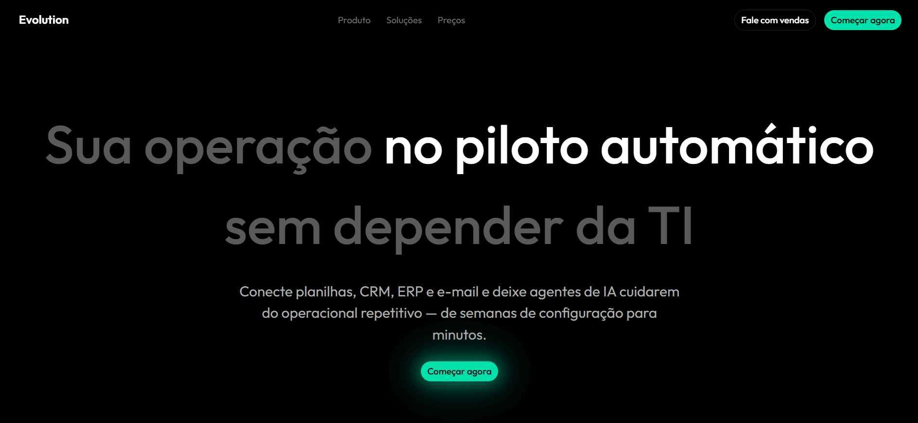 Captura de tela da landing page da EvolutionAI