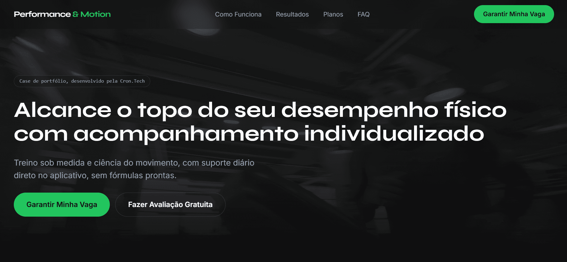 Captura de tela do site institucional da Performance Motion